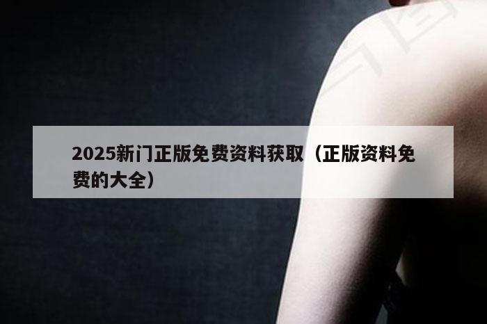 2025新门正版免费资料获取(正版资料免费的大全)